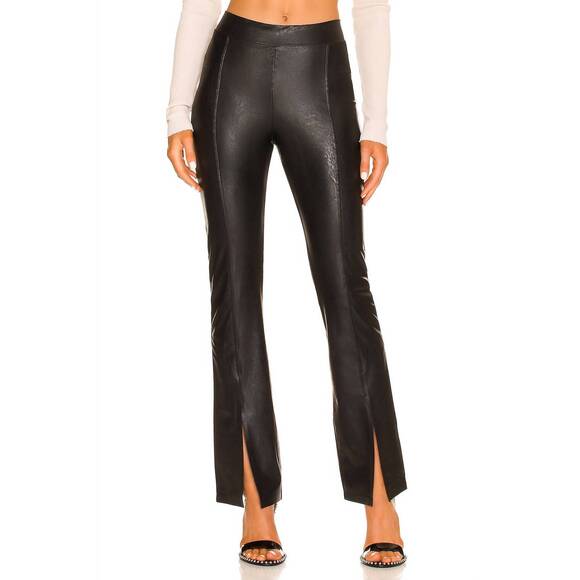NEW COMMANDO faux leather split front pants in black